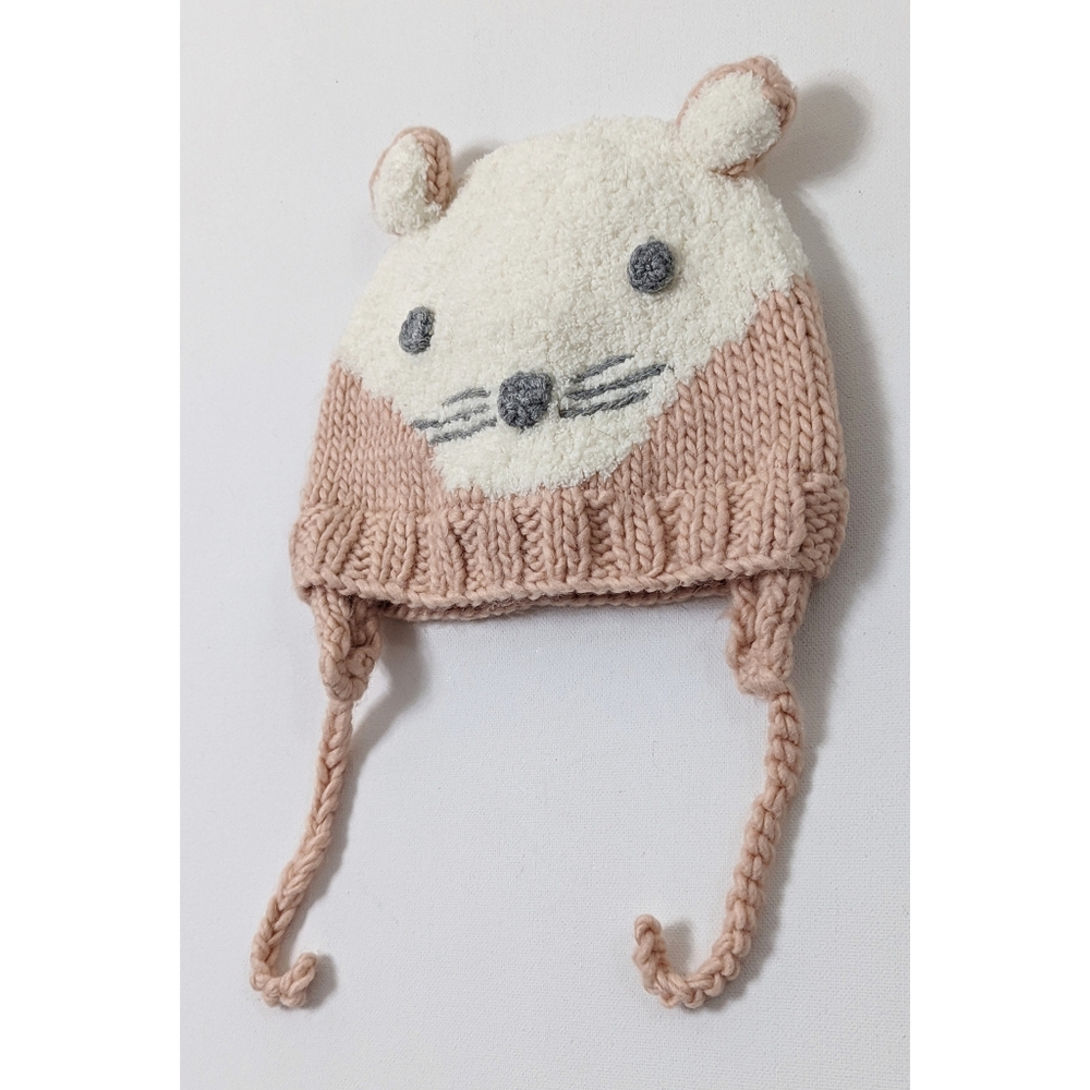 ZARA Mouse Earflap Beanie Hat With Face and Ears Girl's Size 2-4 Years